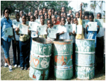Local kids with their painted drums and Project Green certificates